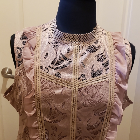 Suzanne Betro Elegant Lace Sleeveless Top - Dusty Pink - Picture 2 of 12